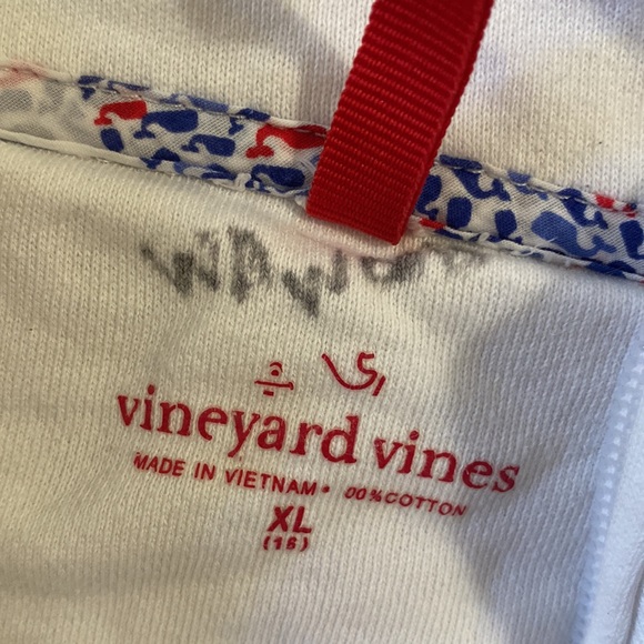 SOLD July 4 🇺🇸Vineyard Vines girl Shep shirt white w/ red white blue  XL 16 - Picture 7 of 10